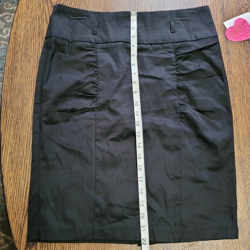 Heart Soul Black Ruched Front Pencil Skirt Size Junior's 9 NEW with Tags - Picture 5 of 8